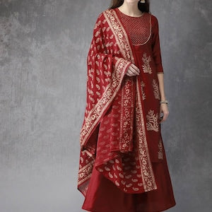 Ethnic Wedding Suit Set/Kurta/Palazzo/Tunic/Long Dress/Cotton Silk/Batik Print/Bollywood/Handmade/Bohemian/Traditional/India/Festival/
