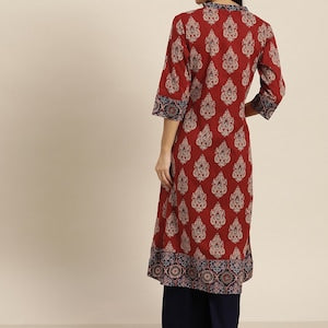 Double-layer linen cotton/ Summer Spring Fall Winter Block Print/Ethnic Dress/ Kurta/ Tunic/ Summer Wear/ India/Embroidered/Maxi Dress