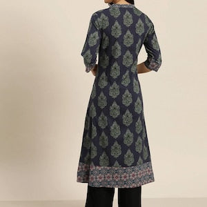 Double-layer linen cotton/ Summer Spring Fall Winter Block Print/Ethnic Dress/ Kurta/ Tunic/ Summer Wear/ India/Embroidered/Maxi Dress