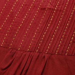 Women Pure 100 % Cotton Kurta Palazzo Set/ Maroon Yoke Design A-Line Kurta With Pleated Detail/ Long Dress/ Kurta/ Tunic/ Summer Wear/Ethnic