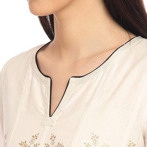 Off-White printed kurta with churidar/Beautiful Gold Motif/ Festive Look/Cotton Anarkali Kurta/ Tunic/ Bollywood Ethnic/ India/ Boho