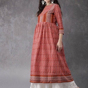 Ethnic Cotton Tunic/ Indian/ South Asian/Kurta/Long Boho Dress/ Long Summer Shirt/Kaftan/Ladies Tunic