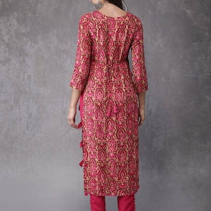 Cotton authentic Kurta/Kurta with Tassel Tunic/Long A line Dress/Batik Print/Bollywood/Handmade/Tassel/Bohemian/India/Summer