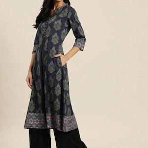 Double-layer linen cotton/ Summer Spring Fall Winter Block Print/Ethnic Dress/ Kurta/ Tunic/ Summer Wear/ India/Embroidered/Maxi Dress
