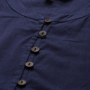 Women Navy Blue Indigo/ Dabu/ Hand Block Print Pure Cotton Kurta Set