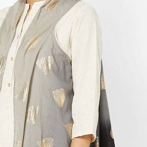 Cotton Silk Kurta/Thread Work/Embroidered /Cotton Chanderi Silk Ethnic kurta with Pant /Long/Dress Tunic/India/Bohemian/Long Linen Dress