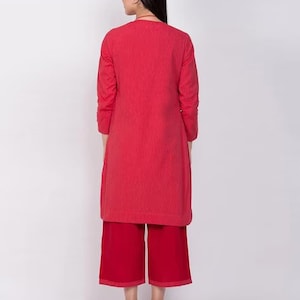 Kurta Palazzo Set with ethnic jacket/ Organic Cotton/ Long Linen Dress/ Boho/