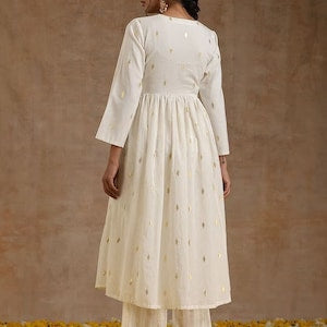 Ethnic Motifs Embroidered Regular Pure Cotton Silk/ Zari Work/ Anarkali Kurta with Trousers