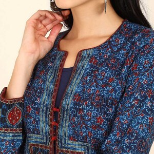 Pure Cotton Ethnic Motifs Printed A-Line Block Print Sanganeri Kurta/ Linen Kurta/