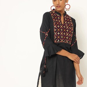 Indigo Pure Cotton Ethnic Motifs Printed Wrap Dress/ Dabu Print/ Cotton/