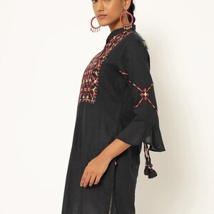 Indigo Pure Cotton Ethnic Motifs Printed Wrap Dress/ Dabu Print/ Cotton/