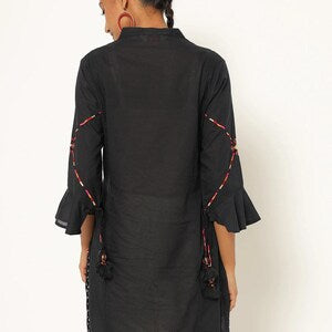 Indigo Pure Cotton Ethnic Motifs Printed Wrap Dress/ Dabu Print/ Cotton/