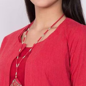 Kurta Palazzo Set with ethnic jacket/ Organic Cotton/ Long Linen Dress/ Boho/