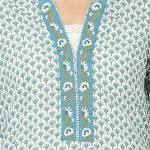 Ethnic cotton batik print kurta set / Embroidered/ Thread Work/Block Print / Bollywood / Long Tunic/ Summer Wear/Batik Print/ Handmade/