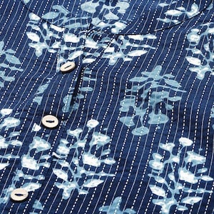Dabu Print Long Linen Dress/ Kurta/ Cotton Silk/ Organic/ Indigo/
