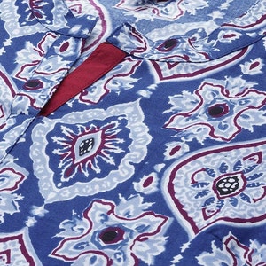 Dabu Print Long Linen Dress/ Kurta/ Cotton Silk/ Organic/ Indigo/