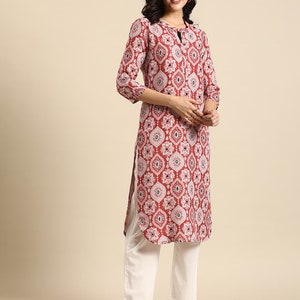 Dabu Print Long Linen Dress/ Kurta/ Cotton Silk/ Organic/ Indigo/
