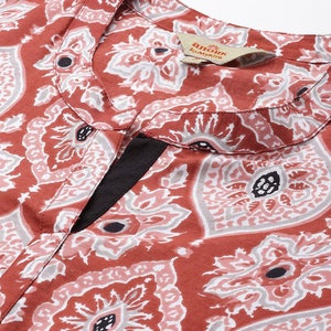 Dabu Print Long Linen Dress/ Kurta/ Cotton Silk/ Organic/ Indigo/