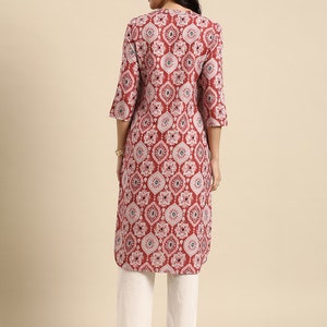 Dabu Print Long Linen Dress/ Kurta/ Cotton Silk/ Organic/ Indigo/