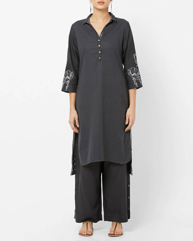 Cotton Kurta with palazzo pant /Tunic/Long Dress/Batik Print/Bollywood/Handmade/Tassel/Bohemian/Traditional/India/Summer/Textiles/