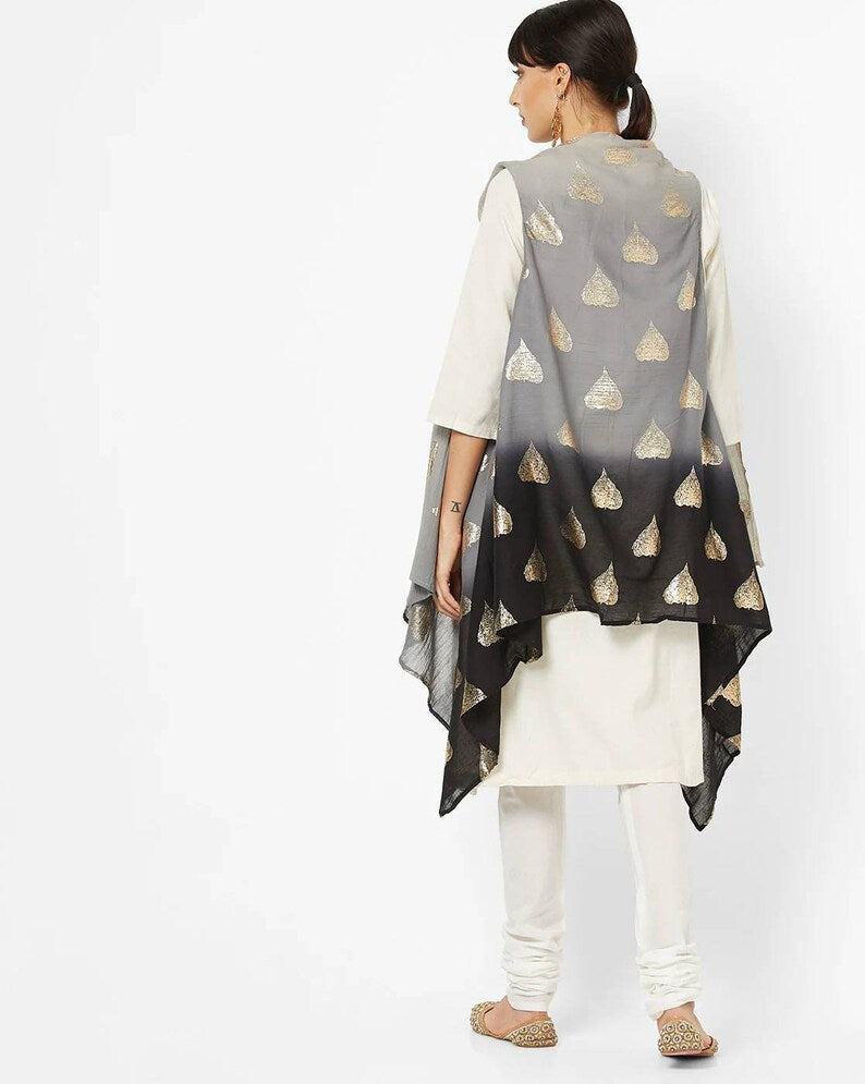 Cotton Silk Kurta/Thread Work/Embroidered /Cotton Chanderi Silk Ethnic kurta with Pant /Long/Dress Tunic/India/Bohemian/Long Linen Dress