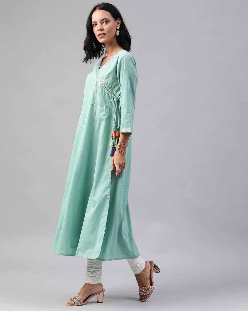 Cotton Kurta Set/Long Dress Linen Dress/Embroidered/Dabu Block Print/ Handloom/