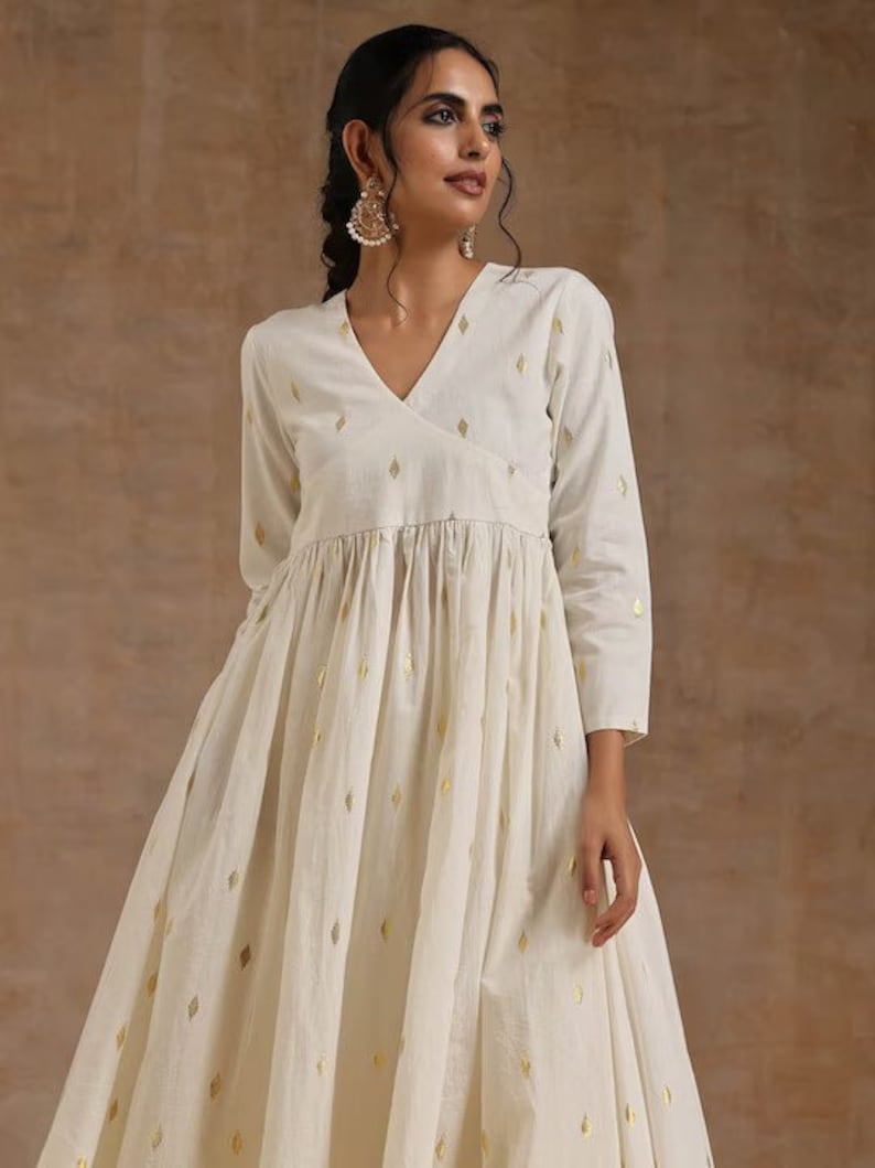 Ethnic Motifs Embroidered Regular Pure Cotton Silk/ Zari Work/ Anarkali Kurta with Trousers