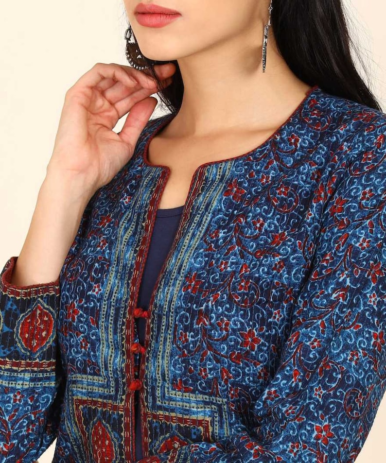 Pure Cotton Ethnic Motifs Printed A-Line Block Print Sanganeri Kurta/ Linen Kurta/