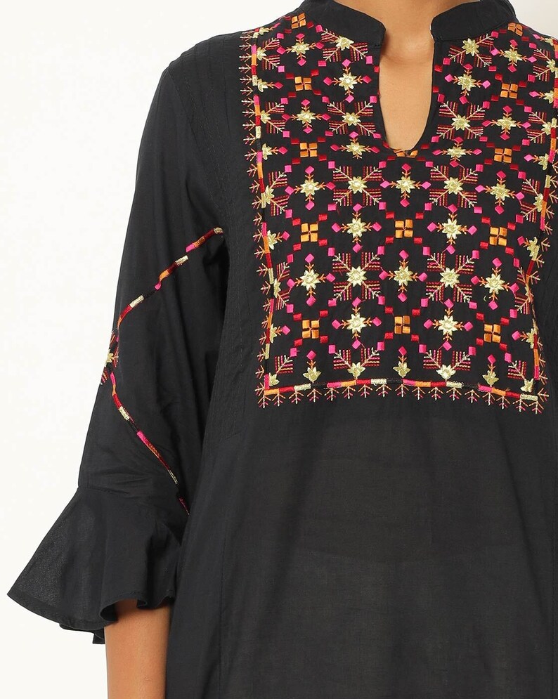 Indigo Pure Cotton Ethnic Motifs Printed Wrap Dress/ Dabu Print/ Cotton/