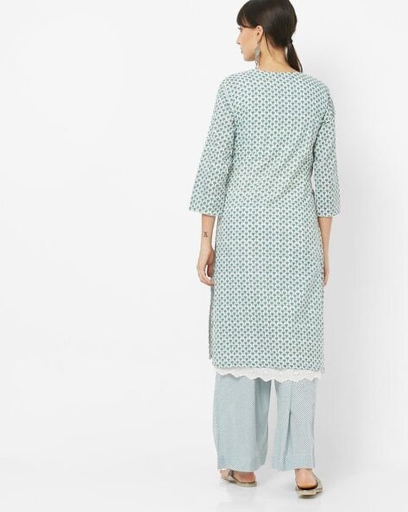 Ethnic cotton batik print kurta set / Embroidered/ Thread Work/Block Print / Bollywood / Long Tunic/ Summer Wear/Batik Print/ Handmade/