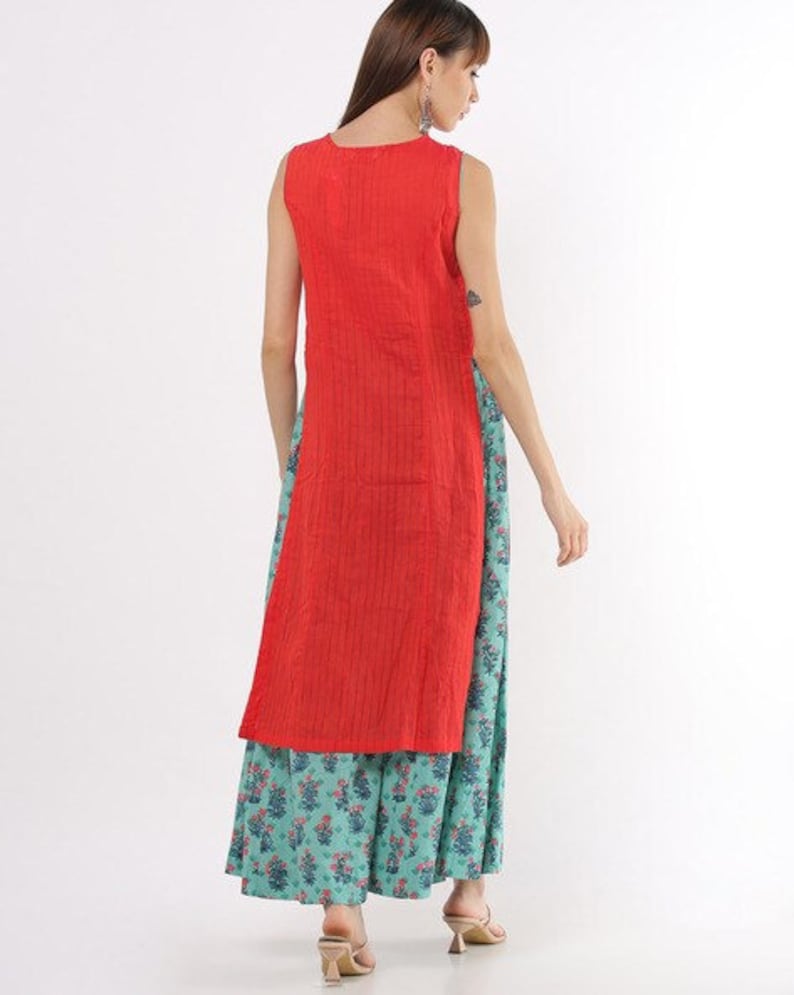Ethnic cotton flare kurta/ long tunic/ long dress/ long shirt/ Summer/ batik print/Bollywood/handmade/ Block Print/Dabu Print