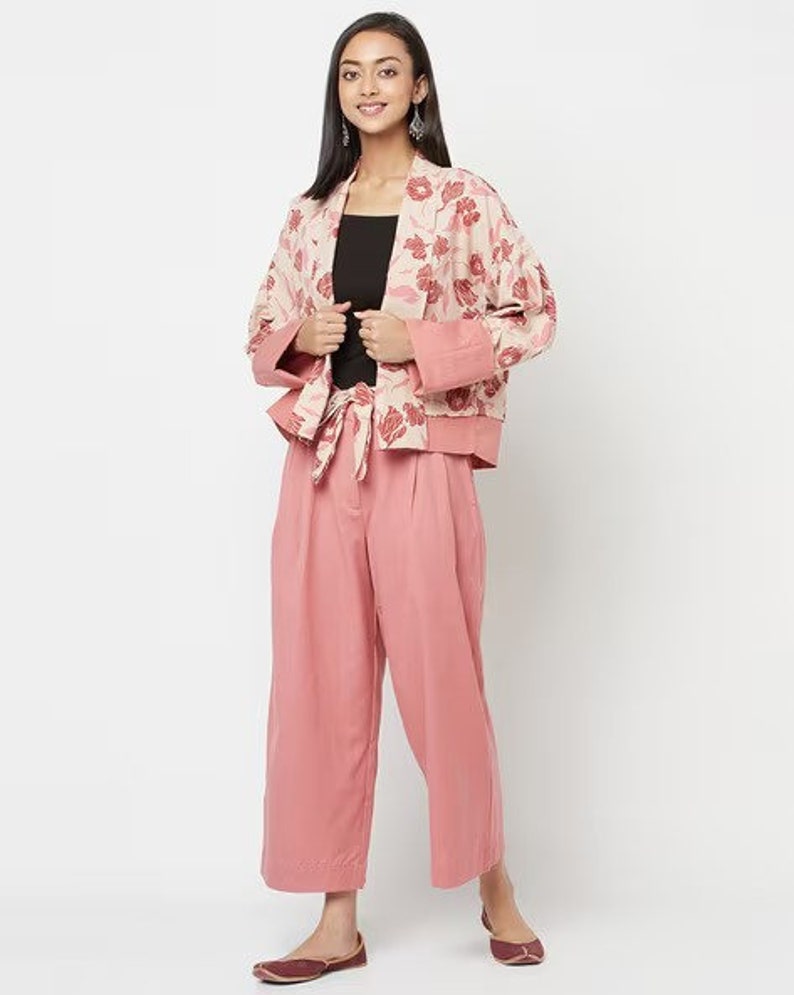 LINEN TROUSERS/ JACKET/ Shrug Organic Cotton/ women's high-waisted trousers, high-rise trousers, trousers women, 100% linen