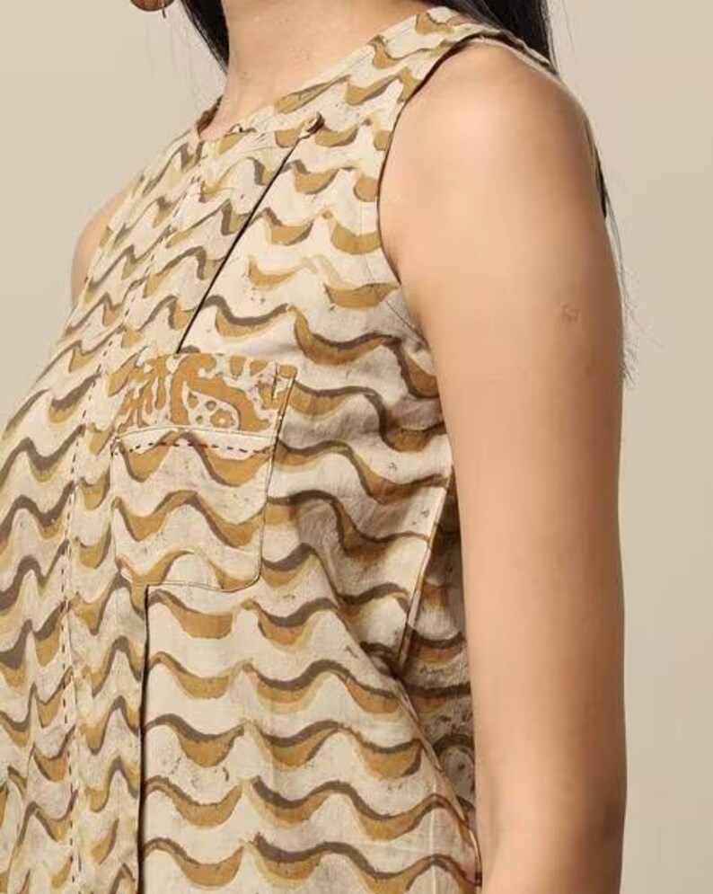 Indigo Hand Block Print Straight Sustainable Tunic Top with Pockets/ Skirt/ Mini Dress/Jacket/ Organic Cotton/ Dabu Print