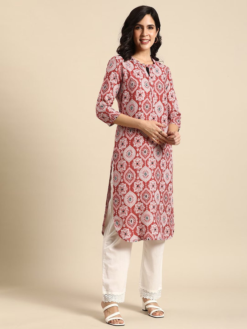 Dabu Print Long Linen Dress/ Kurta/ Cotton Silk/ Organic/ Indigo/
