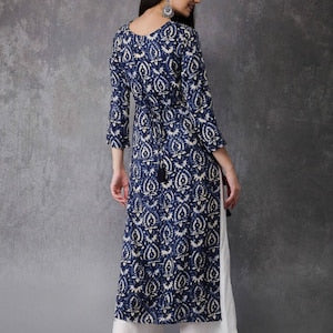 Cotton authentic Kurta/Kurta with Tassel Tunic/Long A line Dress/Batik Print/Bollywood/Handmade/Tassel/Bohemian/India/Summer