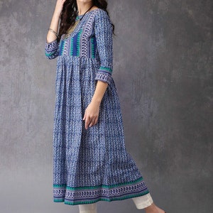 Ethnic Cotton Tunic/ Indian/ South Asian/Kurta/Long Boho Dress/ Long Summer Shirt/Kaftan/Ladies Tunic