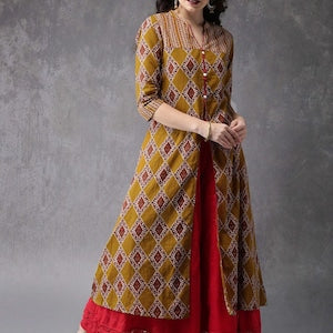 Kurta/ cotton/long kurta/ Anarkali/ Batik Printed A-Line Kurta/ India/ Long Dress/ Long Tunic/ Summer Wear/ Bollywood