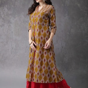 Kurta/ cotton/long kurta/ Anarkali/ Batik Printed A-Line Kurta/ India/ Long Dress/ Long Tunic/ Summer Wear/ Bollywood