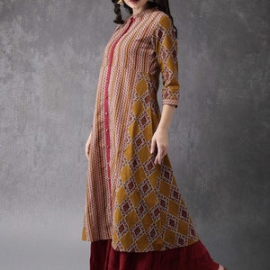 Long Bohemian Dress/ Long Ethnic Kurta/ Pure Cotton/ Fabric From India / Bollywood Style/Summer Wear/ Block Print/ Long Tunic/