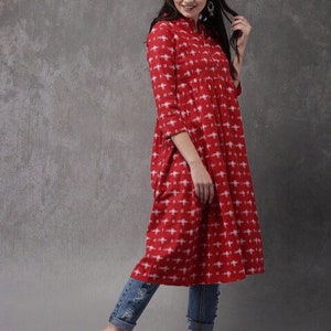 Self Woven/Handloom/Ethnic Cotton Kurta/ Tunic/ Thread Work/ Batik Print/ Summer Wear/ India/