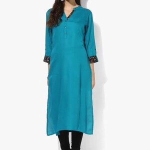 Ethnic Kurta/ Long straight Tunic/ Cotton/ Handmade/ India.