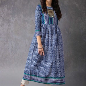 Ethnic Cotton Tunic/ Indian/ South Asian/Kurta/Long Boho Dress/ Long Summer Shirt/Kaftan/Ladies Tunic