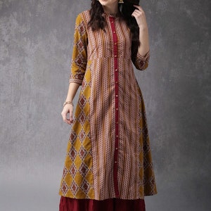 Long Bohemian Dress/ Long Ethnic Kurta/ Pure Cotton/ Fabric From India / Bollywood Style/Summer Wear/ Block Print/ Long Tunic/