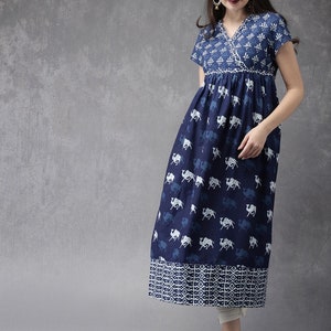 Ethnic Pure Cotton Batik Print Kurta/ Tunic/ Summer Wear/ India/