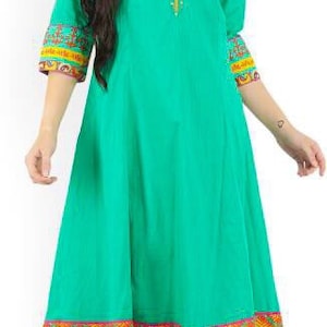 Ethnic Pure Cotton Kurta with Pant set/ Long Anarkali Kurta/ Tunic/ Summer Wear/ India/