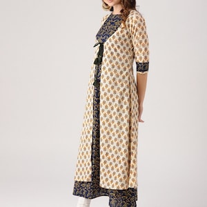 Ethnic cotton kurta/ long tunic/ long dress/ batik print/Bollywood/handmade/ traditional/Summer Wear/India/Vintage/ Block Print/