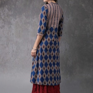 Ethnic cotton kurta with batik print / block print/Bollywood /Handmade/ Boho Style/ Traditional/ India/ Dabu Print/