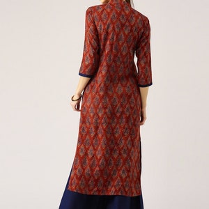 Kurta/Keyhole/ Ethnic cotton kurta and palazzo set /long dress/Tunic/batik print/handmade/ traditional/Summer wear/ Block Print/