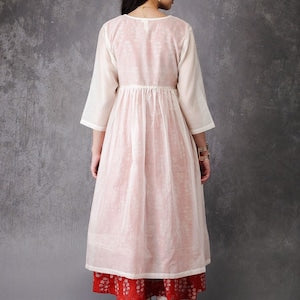 Organic Cotton/ Long Kurta /Tunic/ Hand Woven/ Natural Dyes/ Handloom/ Indian Fashion/ Chikankari/ Embroidered/ Batik Print/ Thread Work/