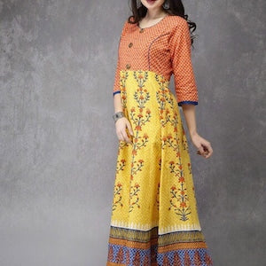 Summer Cotton Kurta / Embroidered/ Thread Work/Block Print / Tassel/ Bollywood / Long Tunic/ Summer Wear/ Bollywood/Batik Print/ Handmade